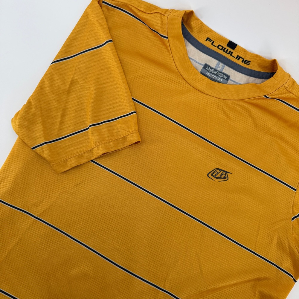 Troy Lee Designs Flowline Jersey Mens Medium Yellow Striped MTB Short Sleeve TLD